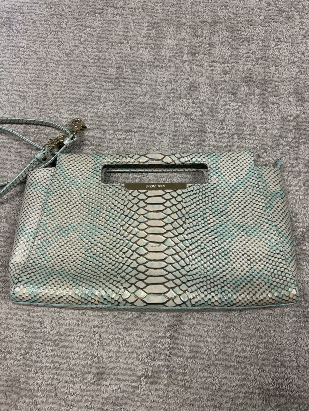 Brahmin Lenox Clutch Purse Opal Seville Vintage Green Crossbody - Picture 3 of 7